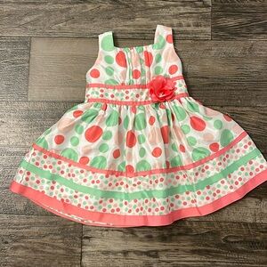 Pink and green polkadot toddler dress 2T
